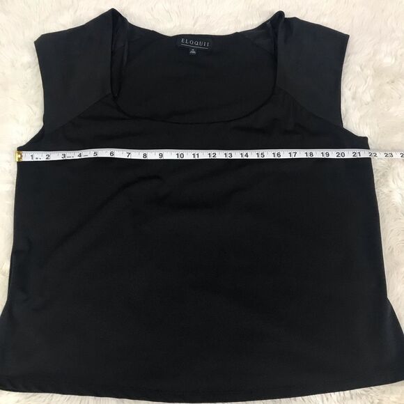 ELOQUII Black Cropped Scoop Neck Tank Top Blouse Classic Office Plus Size 22 - Picture 6 of 7